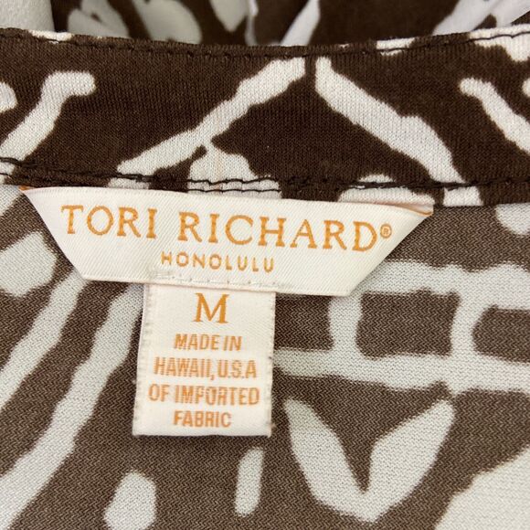 Torrie Richards Dress Womens Medium Brown Floral Honolulu faux wrap Stretch - Picture 5 of 7